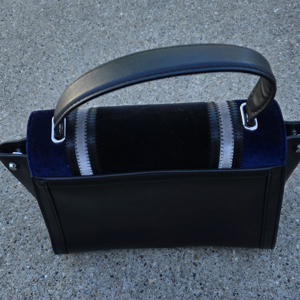 Michael Kors Stylish Black and Blue Velvet Original  Leather  Handbag Medium - Picture 6 of 12